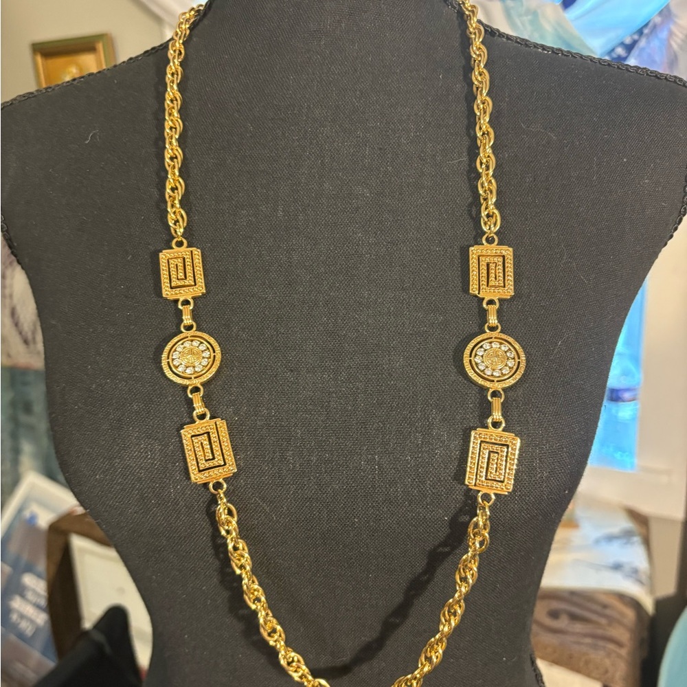 Vintage 1980s Premier Designs Gold Toned Faux Diamond Chain Necklace 17"